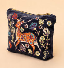 Load image into Gallery viewer, Slate Velvet Folk Art Deer pouch