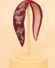 Load image into Gallery viewer, Velvet Embroidered Narrow Headband ~Powder