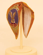 Load image into Gallery viewer, Velvet Embroidered Headband - Regal Hare, Mustard ~Powder
