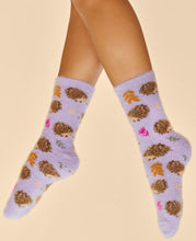Load image into Gallery viewer, Tiny Hedgehogs Fuzzy Slipper Socks~ Powder