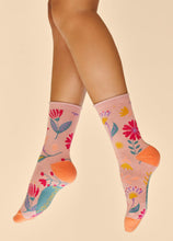 Load image into Gallery viewer, Watercolour Flowers Ankle Socks~Powder
