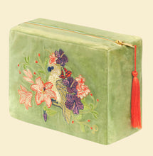 Load image into Gallery viewer, Velvet Vanity Bag - Cockatoo - Sage - Powder
