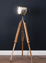 Load image into Gallery viewer, Nickel Industrial Spotlight Tripod Lamp