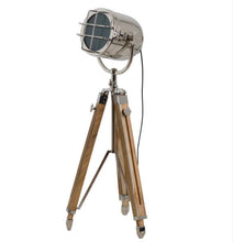 Load image into Gallery viewer, Nickel Industrial Spotlight Tripod Lamp