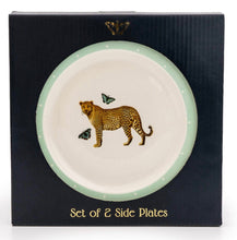 Load image into Gallery viewer, Set of 2 Leopard Pale Green Side Plates.