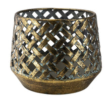 Load image into Gallery viewer, Blackened Brass Tealight Holder Cut Out Design Large
