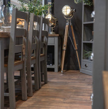 Load image into Gallery viewer, Nickel Industrial Spotlight Tripod Lamp