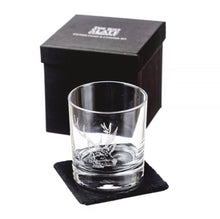 Load image into Gallery viewer, Stag Engraved Glass Tumbler with Slate Coaster Gift Set