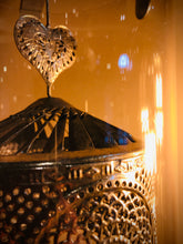 Load image into Gallery viewer, Antique Silver Heart Lantern TeaLight Spinner
