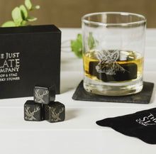 Load image into Gallery viewer, Set of 6 Stag Engraved Whisky Stones