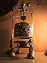 Load image into Gallery viewer, Antique Silver Heart Lantern TeaLight Spinner