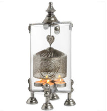 Load image into Gallery viewer, Antique Silver Heart Lantern TeaLight Spinner