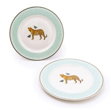 Load image into Gallery viewer, Set of 2 Leopard Pale Green Side Plates.