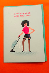 OHH DEER~ Another Year Bites The Dust  birthday Greetings Card