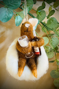 Felt Drinking Mouse Decoration
