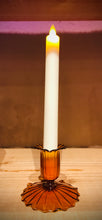 Load image into Gallery viewer, Clear Dark Amber Glass Short Candle Holder
