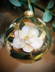 Shiny Gold Glass Magnolia Ball