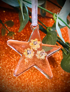 4cm Clear Glass Star 3 Varied Snowflakes With Diamantes. RG12A
