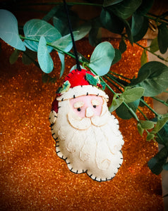 Father Christmas Head Felt Decoration. NG10L