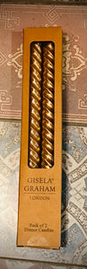 Metallic Gold Twist Taper Candle Box of 2