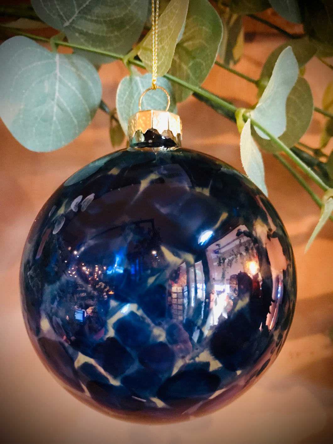 Blue Marbled Glass Ball