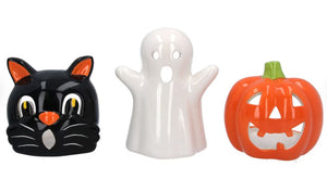 Gisela Graham Ghost,Cat,Pumpkin Ceramic tea light holder