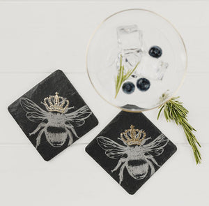 Set Of Slate crowned Bee Coasters