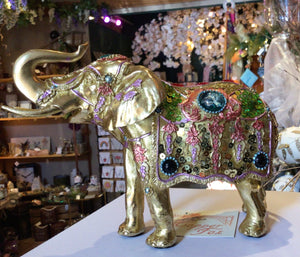 Gold Resin jewelled elephant