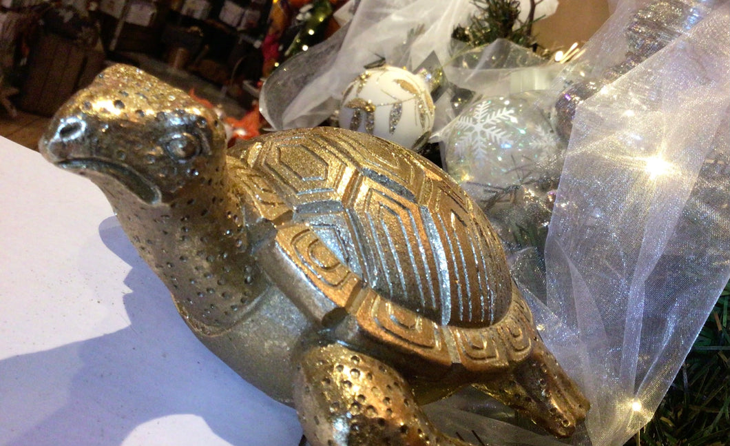 Gold Resin Sea Turtle Ornament