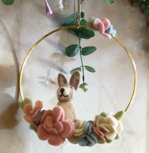 Felt Blossom Bunny Wreath