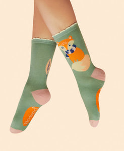 Cosy Fox Ankle Socks~Powder