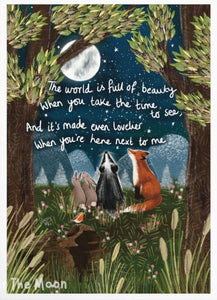 A4 print” Next To Me ~Fox Under the Moon