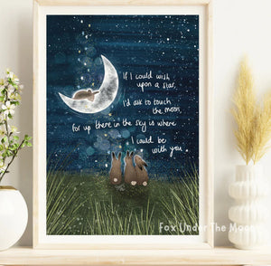 A4 print” Be With You”~Fox Under the Moon