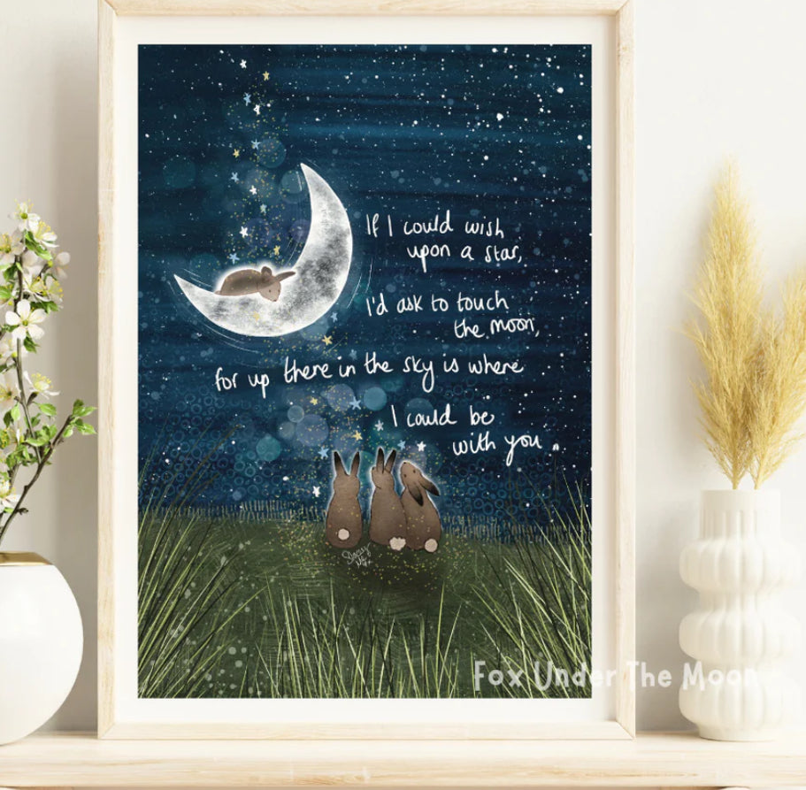 A4 print” Be With You”~Fox Under the Moon