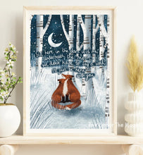 Load image into Gallery viewer, A4 print”Sit with me” Fox Under the Moon
