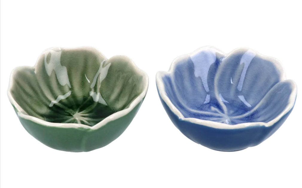 Blue Green Shaped Stoneware Mini Bowl