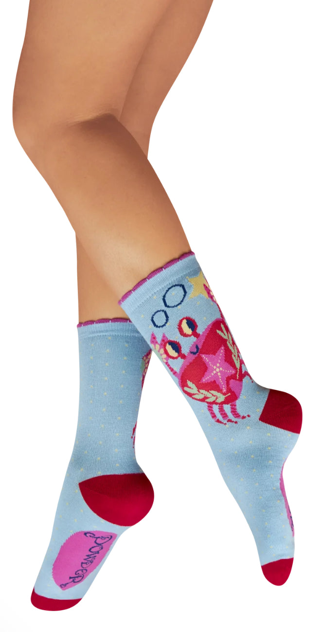 LADIES' ANKLE SOCKS - SEAFARING CRAB - CORNFLOWER