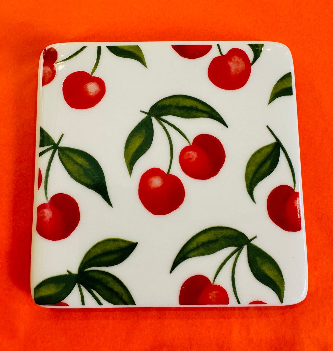 Cherries Porcelain Coaster