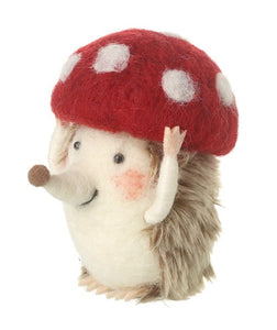 Felt HedgeHog With Toadstool Decoration