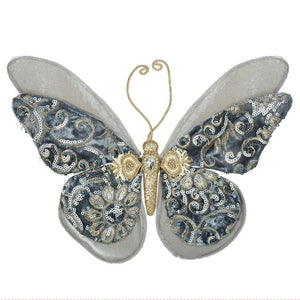 Blue Patterned Butterfly Clip