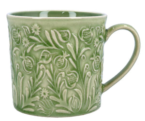 Country Flowers Blue Stoneware Mini Mug