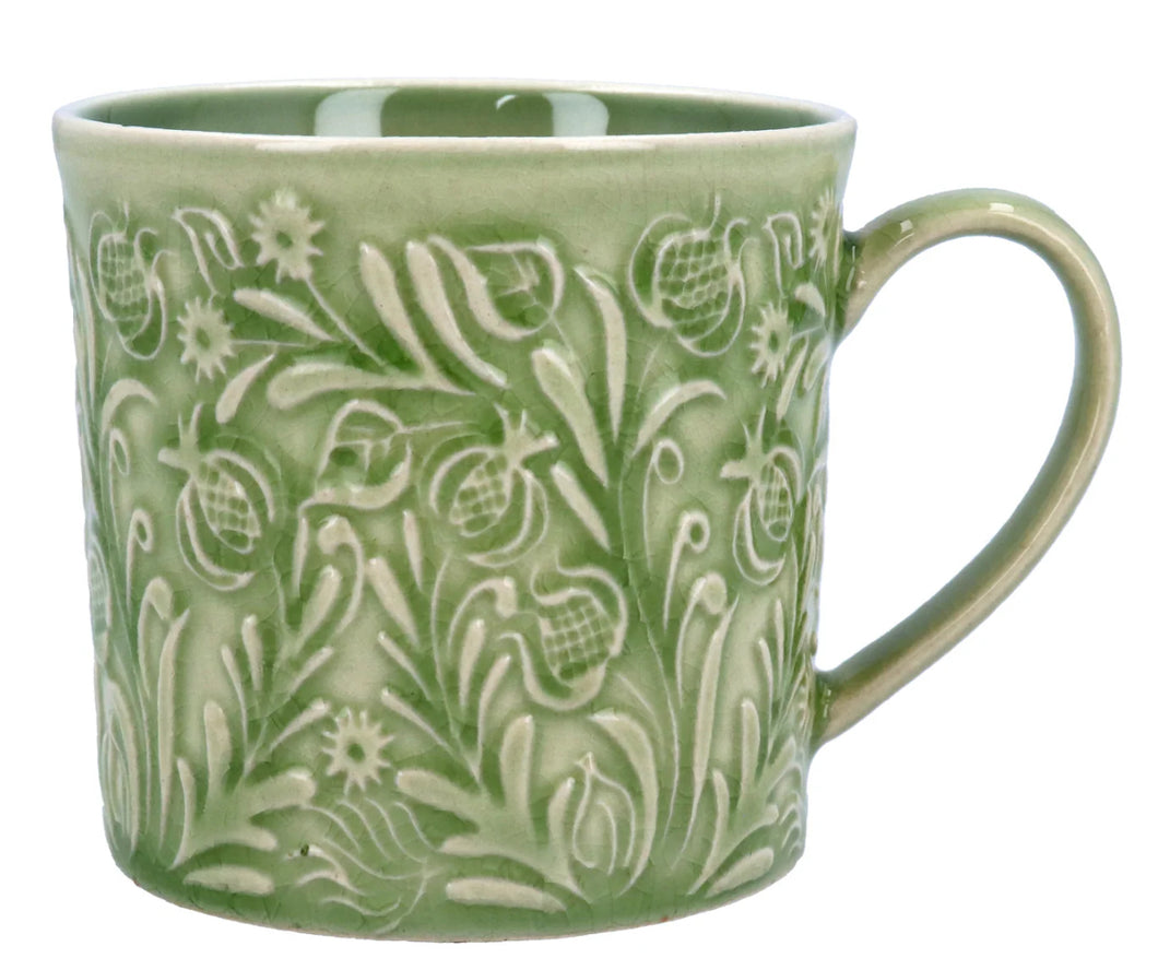 Country Flowers Blue Stoneware Mini Mug