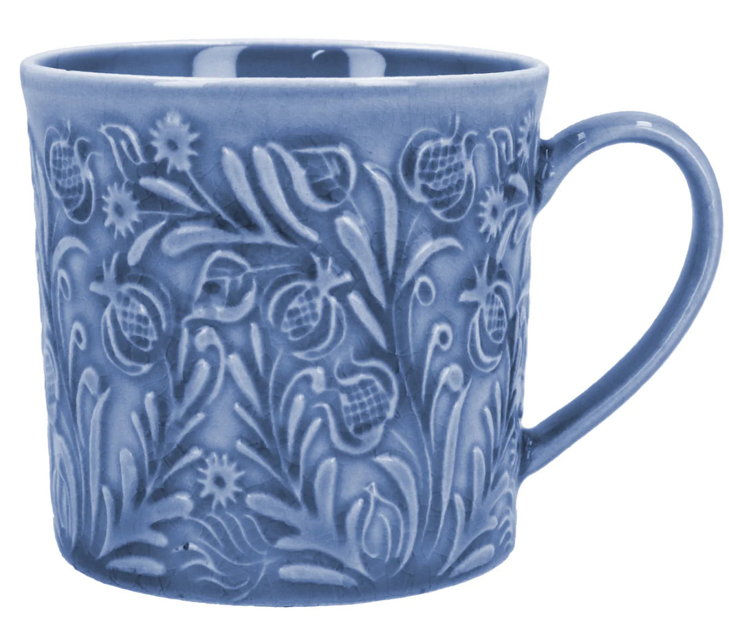 Country Flowers Blue Stoneware Mini Mug