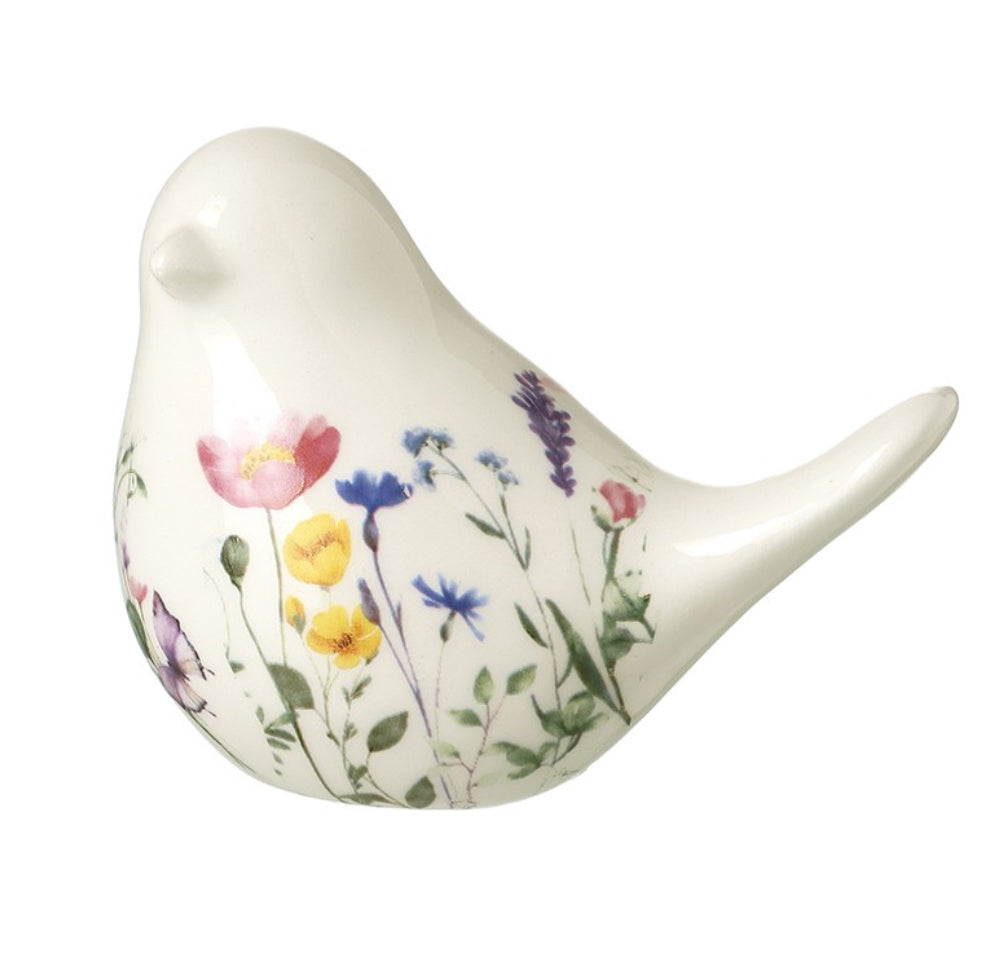 Small Flower White Dolomite Bird