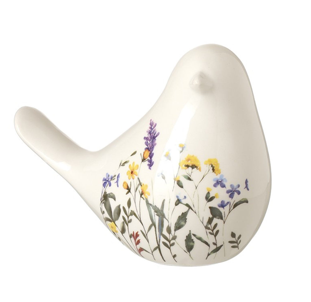 Large Flower White Dolomite Bird