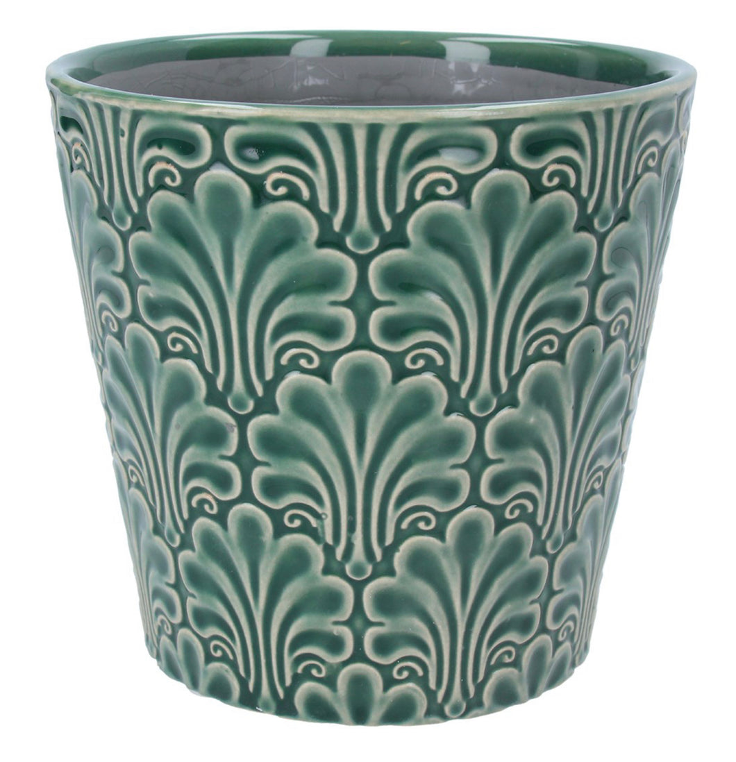 Green Ceramic Fans Pot Cover