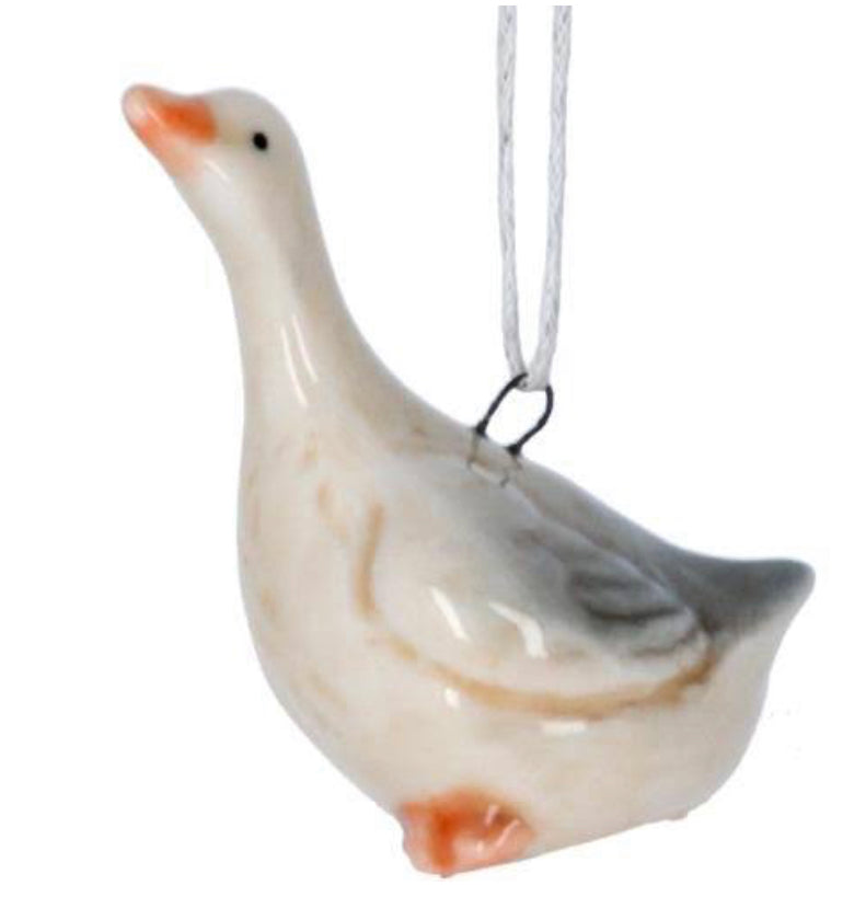 White Ceramic Goose Decoration