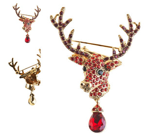 Red Forest Stag Hair clip and Brooch
