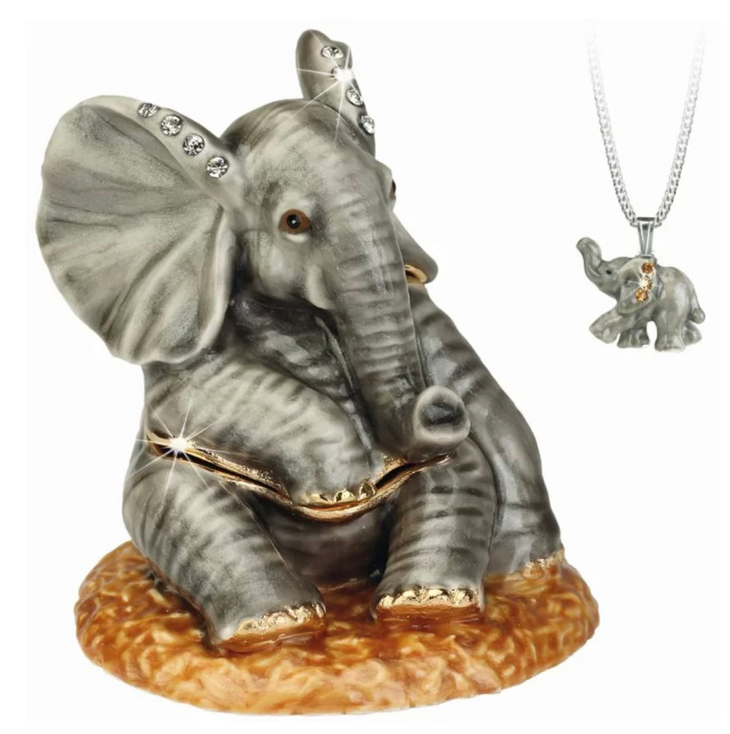Secrets Baby Elephant Hidden Treasures Trinket Box and Pendant