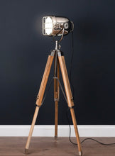 Load image into Gallery viewer, Nickel Industrial Spotlight Tripod Lamp
